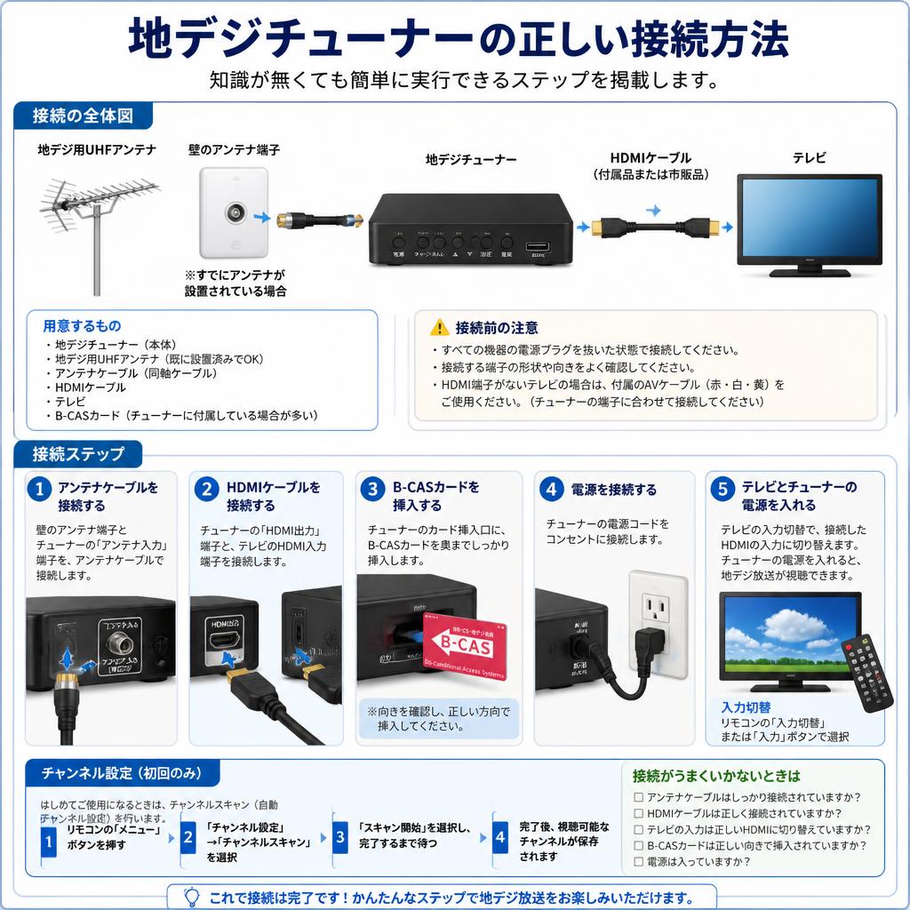 地デジチューナーの接続方法