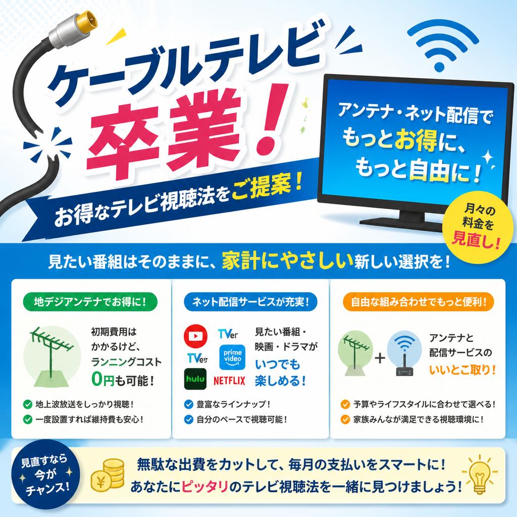 ケーブルテレビ卒業！お得なテレビ視聴法をご提案！